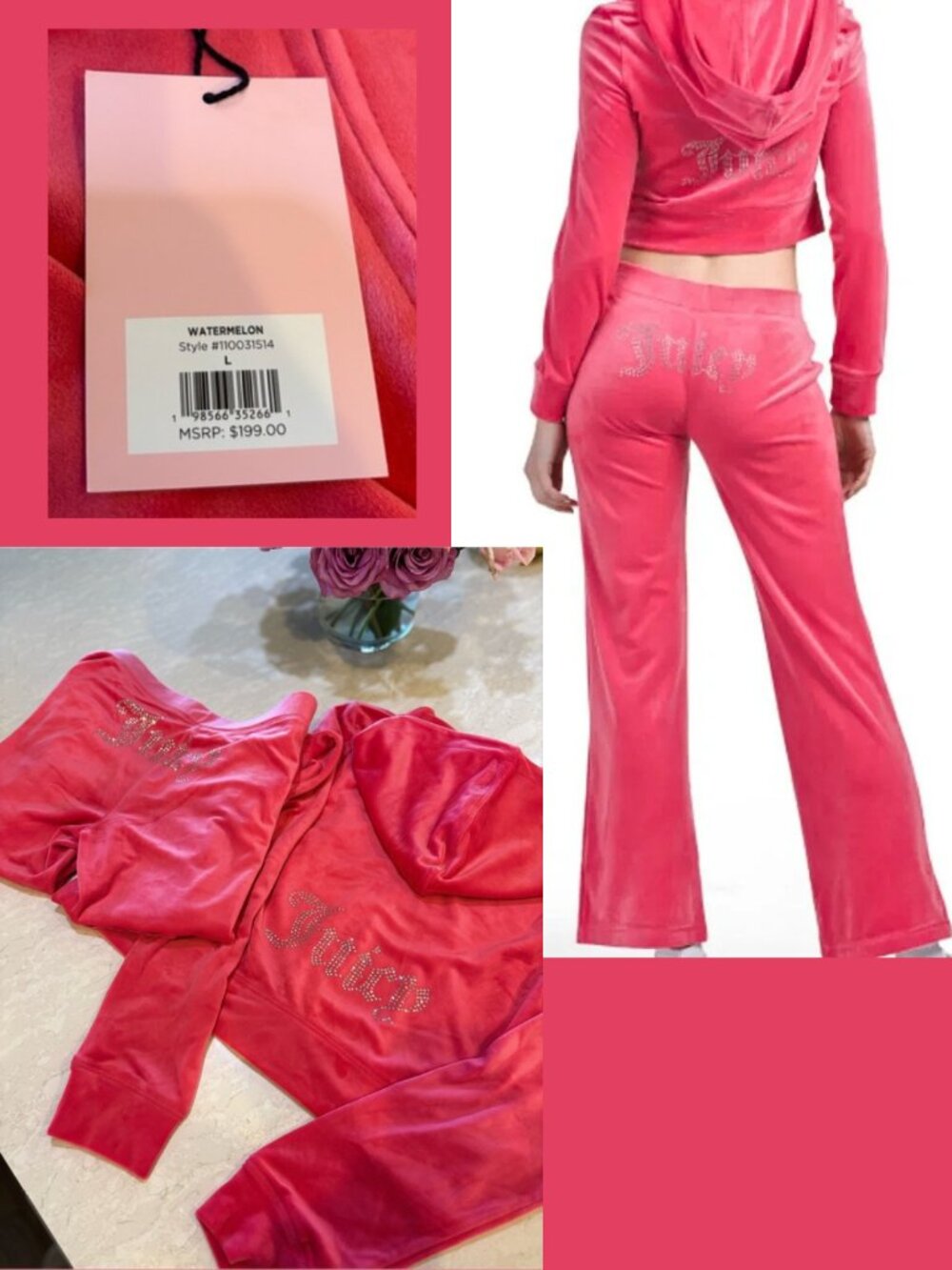 Juicy Couture Watermelon Pink Velour Tracksuit Set